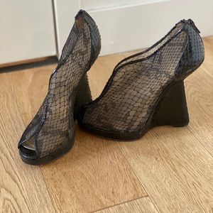 Christian Louboutin Mesh and Lace Ankle Boots